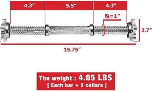 Vista 2 de Asas de mancuernas roscadas/asas ajustables para mancuernas – Se adapta a discos de peso estándar de 1 pulgada – Accesorios de levantamiento de pesas