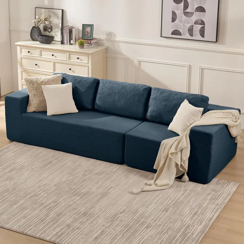 Vista 50 de Furnify Sofá modular tapizado de espuma de 30", Sofá de piso tapizado con almohada, Silla puf para dormitorio y sala de estar, No requiere