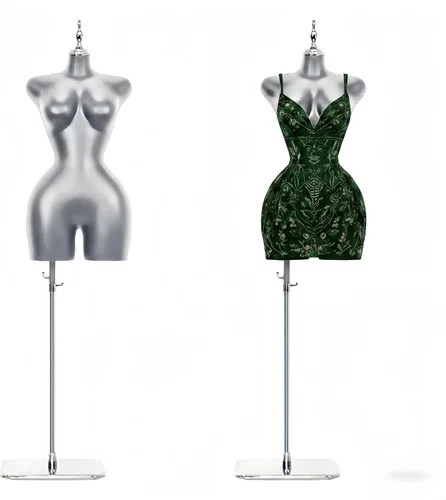 Vista 14 de Modelo de torso de maniquí femenino dorado y plateado con altura ajustable y soporte de base de metal para tienda de ropa al por menor (negro, L)