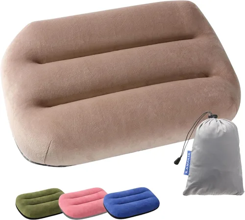 Vista 10 de Almohada inflable para acampar – Almohada de viaje compacta ultraligera, color azul picnic