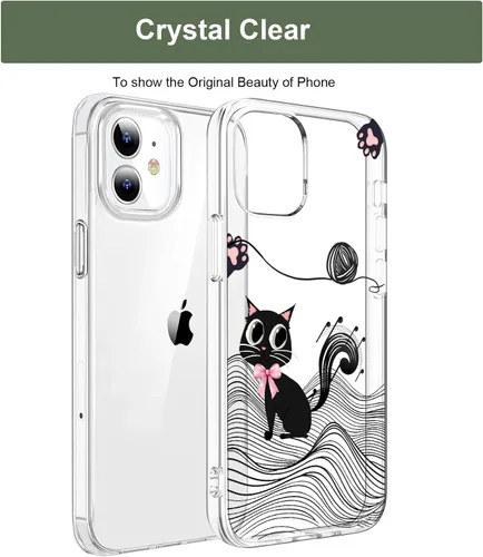 Vista 7 de Unov Funda para iPhone 12 Mini, transparente con diseño, ajuste delgado, buen agarre, funda para teléfono en relieve, cubierta protectora a prueba