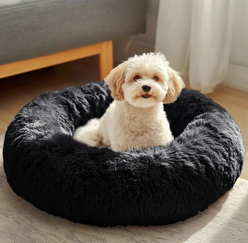 Vista 48 de JOLLYVOGUE - Cama para perros y gatos, cama relajante y antiestrés para mascotas y perros pequeños, cojín esponjoso en forma de dona para mascotas