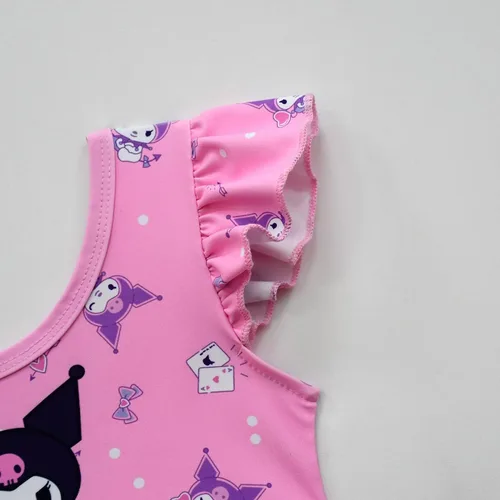 Vista 5 de Conjunto de bikini de verano para niñas, conjunto de traje de baño con mangas con volantes
