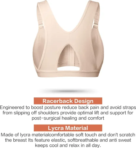 Vista 4 de SHAPERX Sujetador deportivo con cierre frontal para mujer