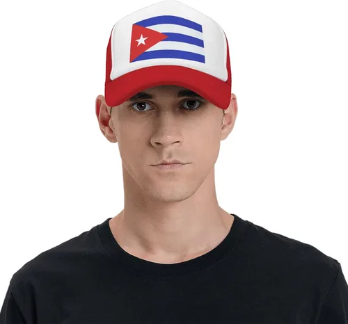 Vista 6 de BIEGAS Sombrero de bandera de Cuba, sombrero de camionero de Cuba para hombres y mujeres, gorra de béisbol ajustable, malla a presión, sombrero