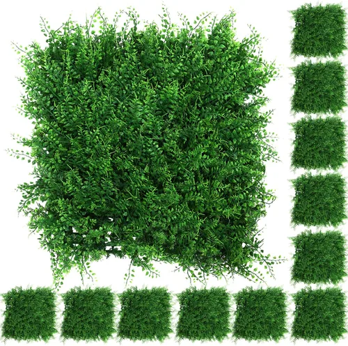 Vista 9 de Paneles de pared de césped, paneles de boj, decoración verde artificial, 20 x 20 pulgadas, paquete de 12