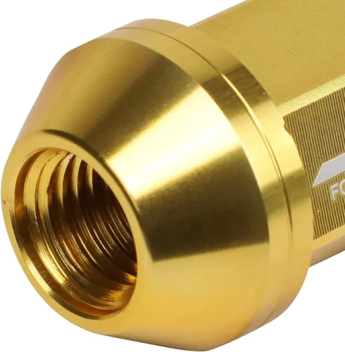 Vista 4 de J2 Engineering Juego de 20 tuercas de aluminio 7075 con extremo cerrado M12 x 1.5 con adaptador de enchufe, dorado, ajuste cónico, LN-T7-006-15-GD