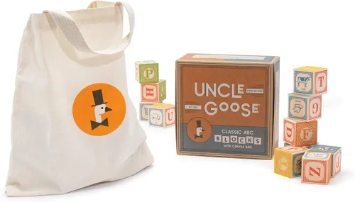 Vista 3 de Uncle Goose – Bloques clásicos de ABC con bolsa de lona – fabricado en Estados Unidos