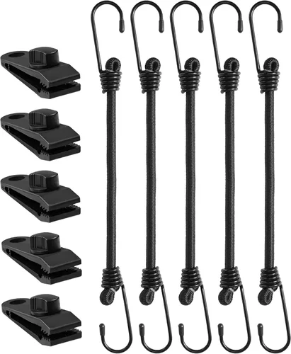Vista 19 de Cuerdas elásticas ajustables de 18 pulgadas con ganchos, ajuste flexible de 6.5 a 18 pulgadas, correas elásticas negras con elasticidad superior