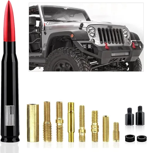 Vista 8 de gunhunt 1 PC Diseño de Bandera Americana Antena para Coche y Camión, Antena de Bala para Coche y Camión, Diseño Antirrobo Mejora la Señal Reemplazo