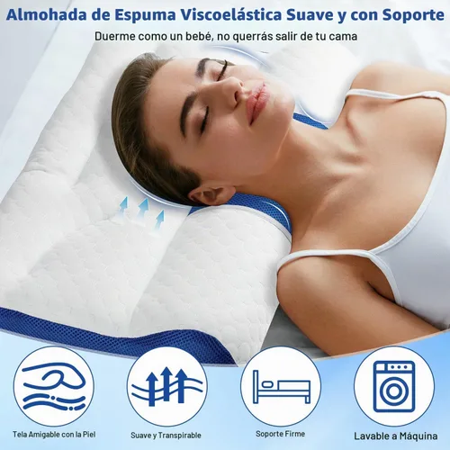 Vista 7 de Almohada ergonómica, almohada cervical para aliviar la tensión del cuello, almohada cervical para dormir, almohada cervical de apoyo cervical