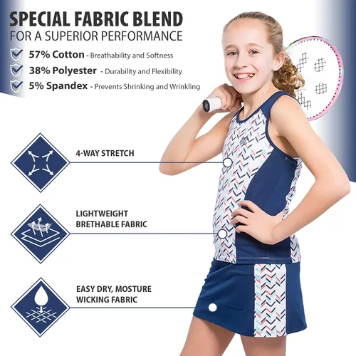 Vista 3 de STC Girls Tennis Dresses and Golf Outfit Came to Play Sleeveless Kids Athletic Sports Skirts with Shorts and Built in Pockets