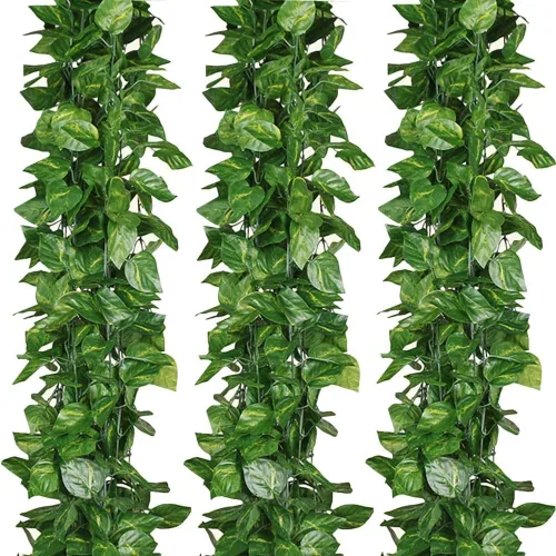 Vista 9 de Hojas de hiedra artificial de 84 pies, guirnalda colgante de vid falsa, follaje para el hogar, cocina, jardín, oficina, boda, decoración de pared