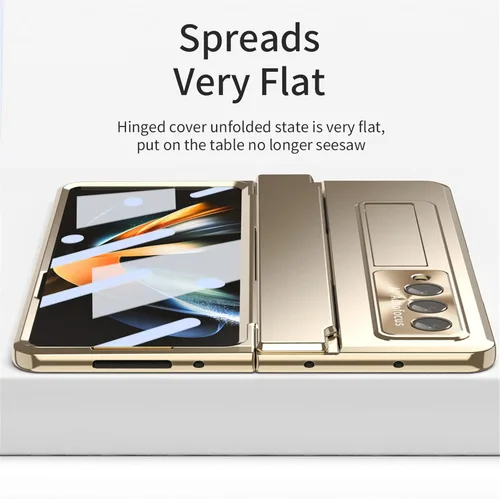 Vista 3 de Funda para Samsung Galaxy Z Fold 4 con protección de bisagra plana, funda delgada para teléfono de PC todo incluido, protector de pantalla