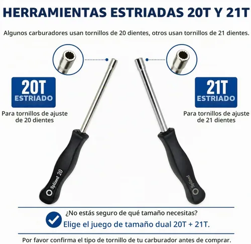 Vista 2 de Kit de herramientas de ajuste de carburador estriado de 20 y 21 dientes