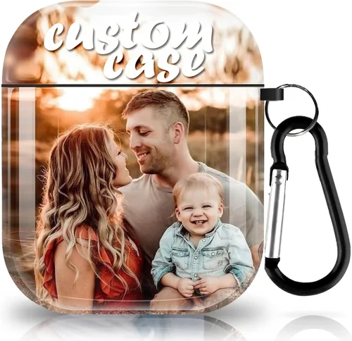 Vista 7 de Funda protectora de silicona suave compatible con Apple AirPods de 2ª y 1ª generación con llavero (violeta ahumado)