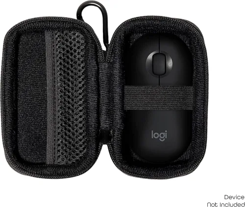Vista 3 de alltravel Funda para mouse Logitech Pebble inalámbrico, bolsillo de malla para cable y unidad flash