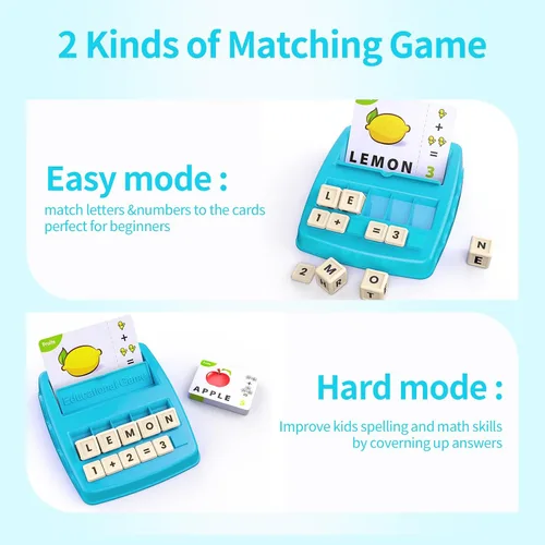 Vista 2 de Juguetes educativos Juegos de aprendizaje para niños de 3 a 8 años, juego educativo de emparejar letras y ortografía, juego de matemáticas tempranas