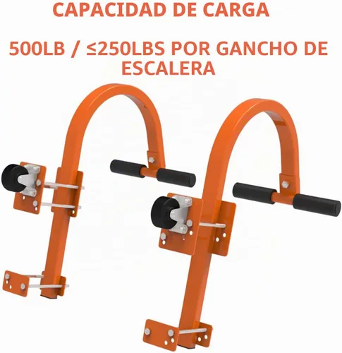 Vista 3 de Ganchos de escalera de techo, estabilizador de escalera de extensión de acero resistente para techo, gancho de techo de escalera con escalera