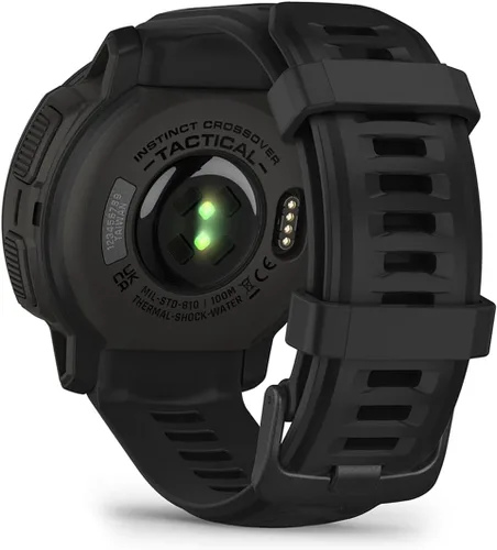 Vista 7 de Garmin Instinct Crossover Solar Tactical - Reloj inteligente híbrido resistente con manos analógicas y pantalla digital, caja de regalo con Negro