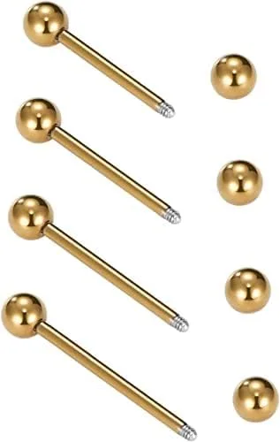Vista 3 de VCMART Nipple Rings Tongue Rings Stainless Steel 14G Straight Barbells Piercing Jewelry 12mm,14mm,16mm,18mm
