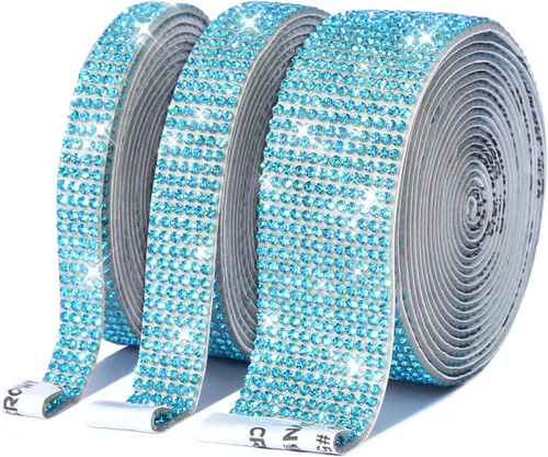 Vista 12 de 3 rollos de 6 m de cinta de diamantes de imitación de cristal autoadhesiva - Cintas adhesivas de diamantes DIY con diamantes de imitación de 2 mm