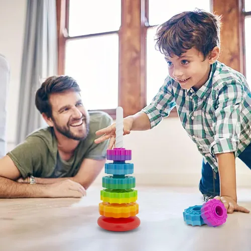 Vista 6 de BYFWH Juguete apilable para bebés, juguetes apilables de primera calidad para niños, juguete apilable giratorio para bebés y niños pequeños, juguete