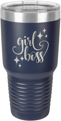 Vista 17 de GIRL BOSS - Vaso grabado con láser de acero con recubrimiento de polvo para viaje, sin BPA, para mantener tu bebida fría o caliente, idea de regalo