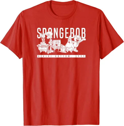 Vista 82 de Bob Esponja Vintage Group Simple Logo Camiseta, Negro