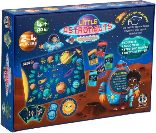 Vista 6 de Little Astronauts - Juego de mesa para niños a partir de 4 años – Carrera de cohetes alrededor del sistema solar y explora el espacio – Divertido