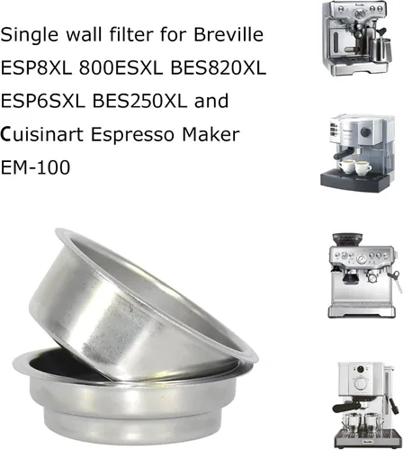 Vista 3 de Filtro de doble pared de 1.969 in, filtro de cesta de una taza y BES820XL/205 dos tazas para Br ESP8XL 800ESXL BES820XL ESP6SXL BES250XL y Cuisinart