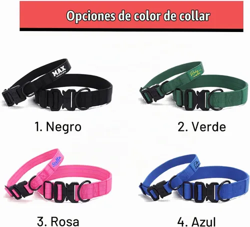 Vista 6 de Collar de Perro Personalizado Premium - Collar de Perro Táctico de Servicio Pesado con Nombre y Número de Teléfono, Collares de Perro para Perros
