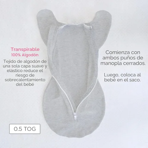 Vista 7 de SwaddleDesigns Saco de envolver con brazos arriba, mangas de media longitud y puños de mitones