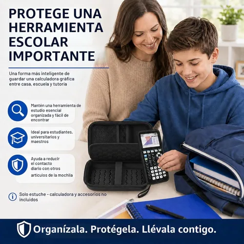 Vista 9 de PAIYULE Estuche rígido para calculadora TI-84 Plus CE/Evo/TI-30XS/TI-Nspire Negro para TI-84