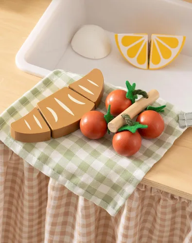 Vista 7 de ROBUD Juego de 16 cuchillos de cocina para niños, juego de cocina de madera, inspirados en Montessori, juguetes de cocina para niños pequeños