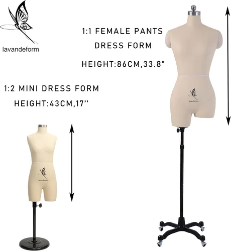 Vista 3 de Forma de vestido de media escala (no para adultos) Vestido corto de costura en miniatura 1:2 que se forma directamente en el cuerpo