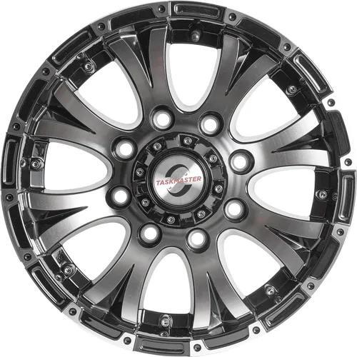 Vista 2 de Serie Viking 16" x 6" 8 On 6.5 Rueda de Aluminio con Labio y Cara Mecanizados Acabado Negro Brillante con Tapa Negra SKU Actualizado