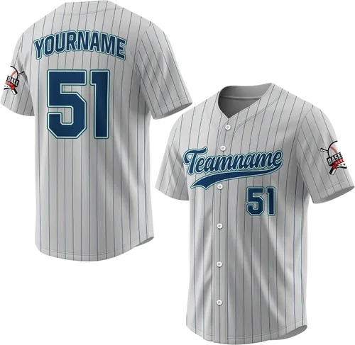 Vista 18 de Camiseta de béisbol a rayas personalizadas con logotipo de número de nombre para hombres, mujeres, jóvenes, niños, camiseta de uniforme