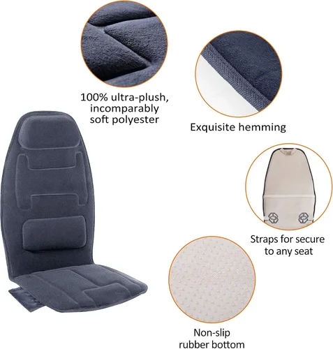 Vista 7 de Snailax Cojín de asiento de masaje con calor, 10 motores de masaje de Azul marino