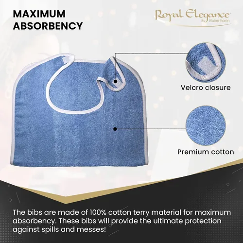 Vista 3 de Elaine Karen Paquete de 1 Baberos Premium para Adultos para Mujeres y Hombres, Paño para Comer para Personas Mayores y Discapacitadas, Ajustable