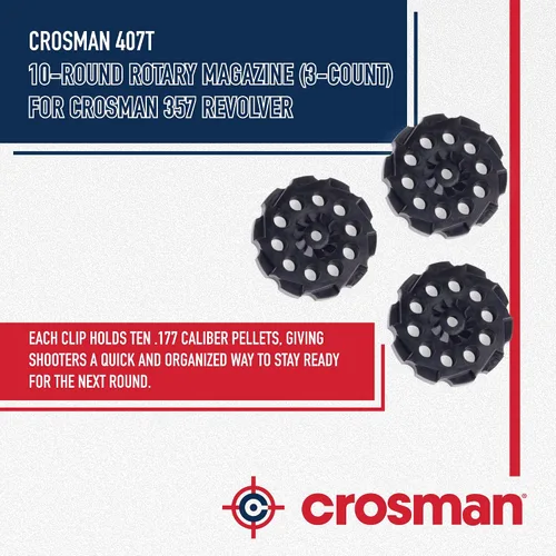 Vista 3 de Crosman 407T Cargador giratorio de repuesto de 10 balas (paquete de 3)
