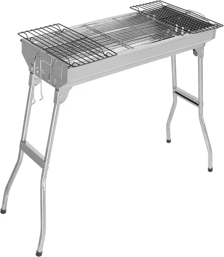 Vista 3 de Parrillas de carbón portátiles, brocheta de cordero plegable para jardín, patio, fiesta, picnic, viajes, hogar, cocina al aire libre, 28 x 13 x 27