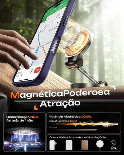 Vista 770 de TOCOL Funda para iPhone 11, compatible con Magsafe, protección completa de cámara, imanes integrados, protección contra caídas, funda translúcida