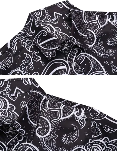 Vista 4 de Daupanzees Camisa casual de manga larga de algodón Paisley para hombre