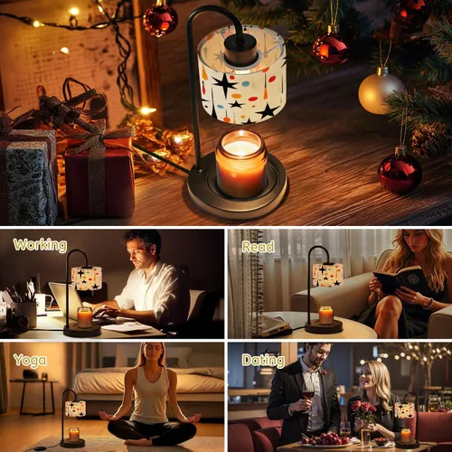 Vista 6 de Lámpara calentadora de velas con temporizador y atenuador, estilo bohemio de mediados de siglo de los años cincuenta, atómica, retro, lujosa