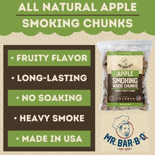 Vista 2 de Bolsa de 3.5 libras de trozos de madera de manzana de Mr. Bar-B-Q, sabor a manzana afrutado para ahumar, asar al aire libre, barbacoa en el patio