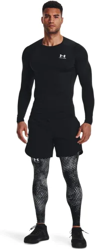 Vista 7 de Under Armour Camiseta de manga larga de compresión HeatGear para hombre Negro (001)/Blanco