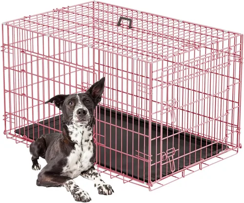 Vista 25 de [Usado] FDW Jaula para perros pequeños de 24 pulgadas plegable de metal con alambre para mascotas, doble puerta con panel divisor para interiores