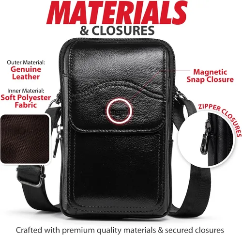 Vista 4 de Funda de cuero genuino para teléfono compatible con iPhone 16 Pro Max 15 Pro Max 14 Pro Max 13 Pro Max Samsung Galaxy S25 Ultra S24 Ultra Bolsa