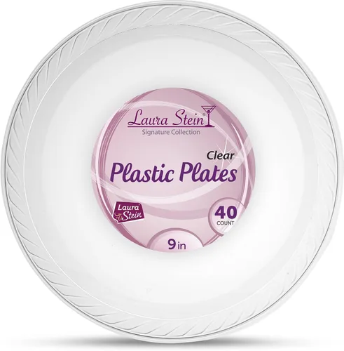 Vista 5 de Laura Stein - Platos desechables de plástico transparente de alta calidad, de gran peso, para postre, ideal para bodas, eventos, fiestas, catering